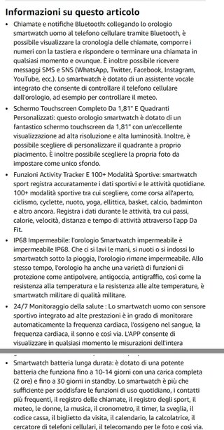 Smartwatch Uomo BAMBOOINN Nero
