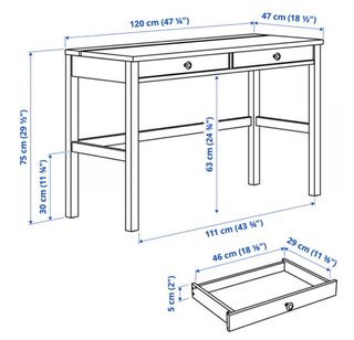 Escritorio estrecho madera maciza HEMNES