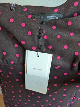 Vestido Lunares Manga Abullanada 30% Lino