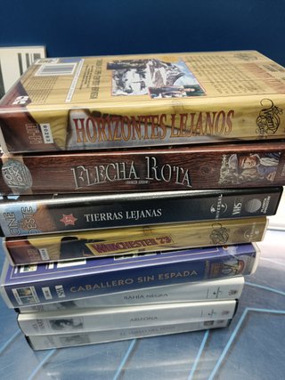8 vhs, Películas de JAMES STEWART + foto del actor enmarcada