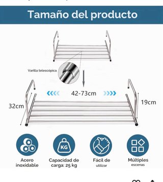 Tendedero Plegable INOX Extensible 42-73cm