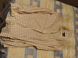 Camisa cuadros beige y blanco Massimo Dutti