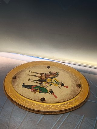 Marco de madera ovalado, dragones del regimiento caballería española 42x28 cm