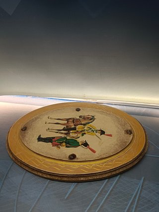 Marco de madera ovalado, dragones del regimiento caballería española 42x28 cm