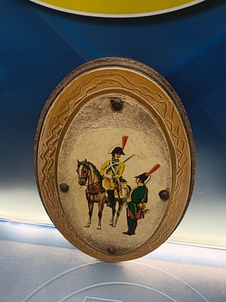 Marco de madera ovalado, dragones del regimiento caballería española 42x28 cm