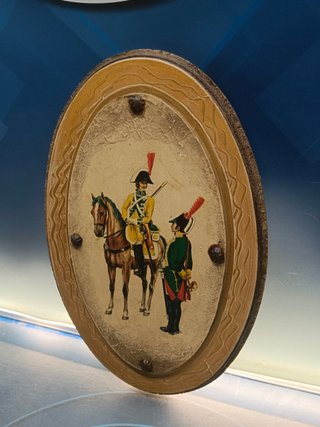 Marco de madera ovalado, dragones del regimiento caballería española 42x28 cm