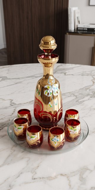 Set bottiglia e bicchierini da collezione Murano