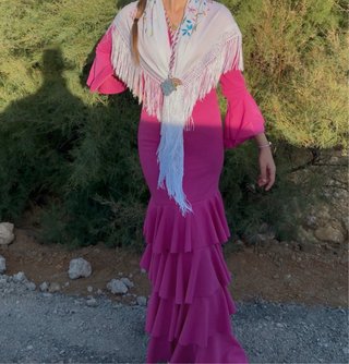 Vestido Flamenca Rosa con Volantes