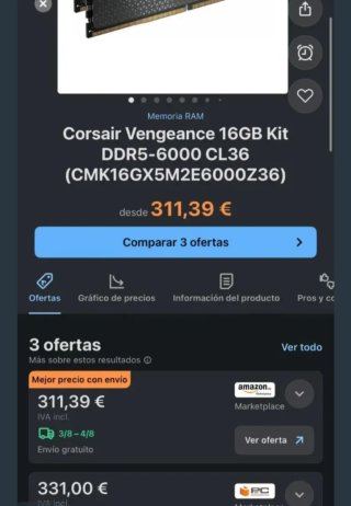 Corsair Vengeance DDR5 16GB (2x8GB) 6000MTs