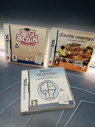 tres videojuegos Cocina Conmigo! Que Preparamos Hoy? + brain Training + Big brain Academy (Nintendo Ds)