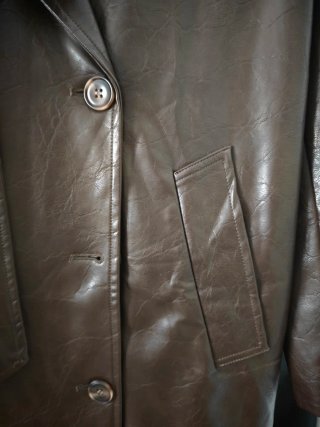 Gabardina Larga Marrón Vintage Piel Sintética