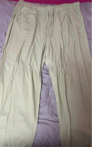 Pantalones anchos lino tiro medio