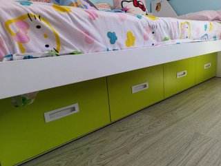 Cama Juvenil Blanca/Verde +Somier láminas 90x190