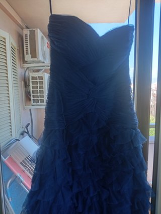 Vestido fiesta azul metalic perfecto estado