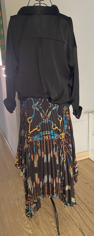 Camisa Zara Satén Negra Talla M