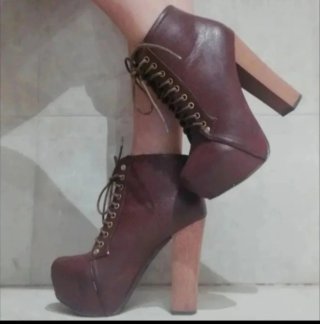 Botines tacón ancho burdeos imitación Jeffrey Camp