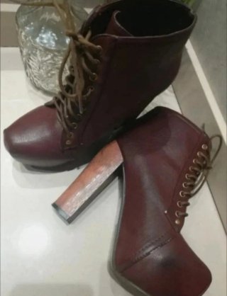 Botines tacón ancho burdeos imitación Jeffrey Camp
