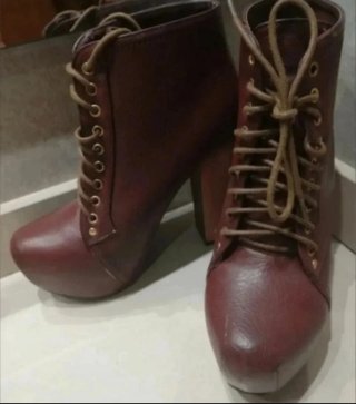 Botines tacón ancho burdeos imitación Jeffrey Camp