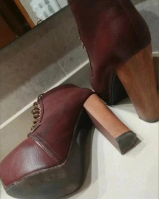 Botines tacón ancho burdeos imitación Jeffrey Camp