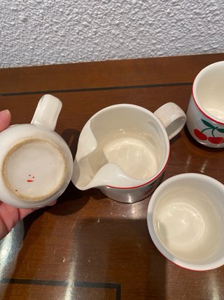Set 3 Tazas y Lechera San Claudio Cerezas