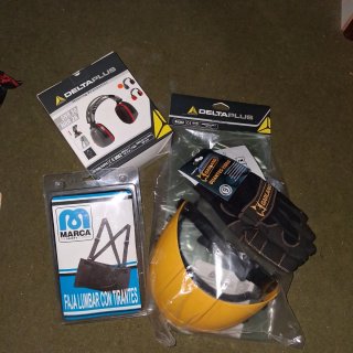 Careta desbroce,guantes antivibracion,faja,cascos