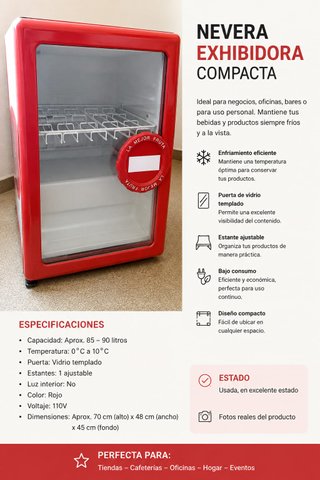 Nevera Exhibidora Compacta Roja