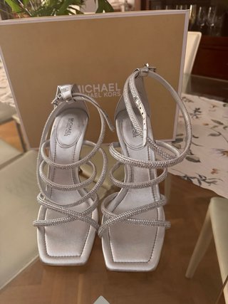 Sandalias Michael Kors Plata Brillantes