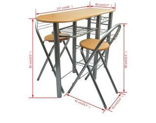 Mesa alta y 2 taburetes plegables