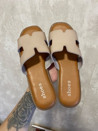Sandalias pala beige mujer