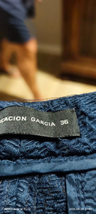 Pantalón Purificación García Azul Texturizado