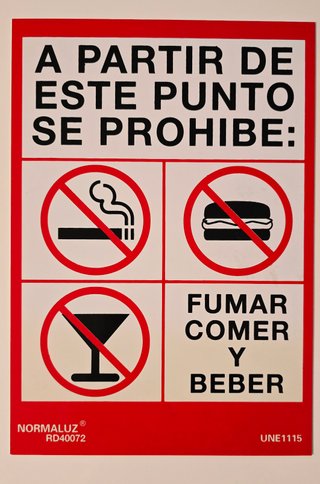 Lote 4 Carteles Prohibido Fumar, Comer, Beber
