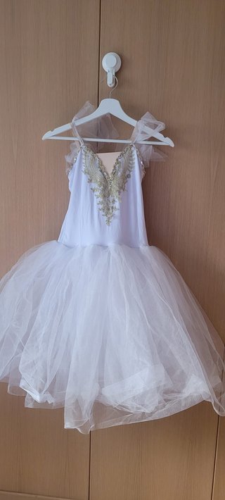 Vestido bailarina tul bordado dorado blanco