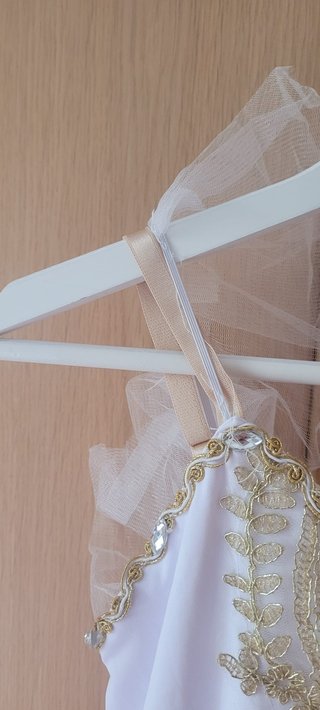 Vestido bailarina tul bordado dorado blanco