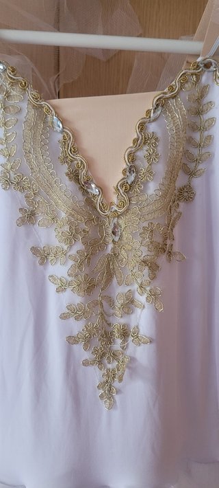 Vestido bailarina tul bordado dorado blanco