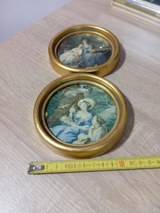 2 Cuadros Redondos Antiguos Dorados