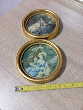 2 Cuadros Redondos Antiguos Dorados