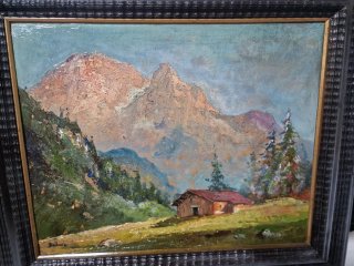 Quadro paesaggio con cornice in legno