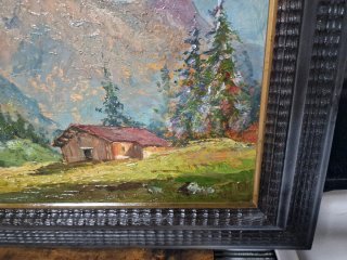 Quadro paesaggio con cornice in legno