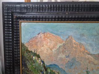 Quadro paesaggio con cornice in legno