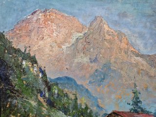 Quadro paesaggio con cornice in legno