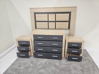Dormitorio: Cabecero, cómoda y 2 mesitas
