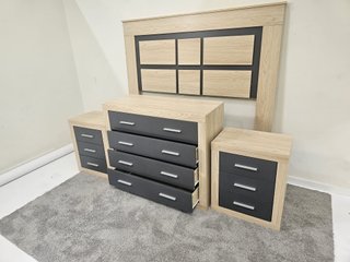 Dormitorio: Cabecero, cómoda y 2 mesitas