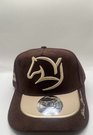 Gorra azul y beige con logo de caballo  1.1