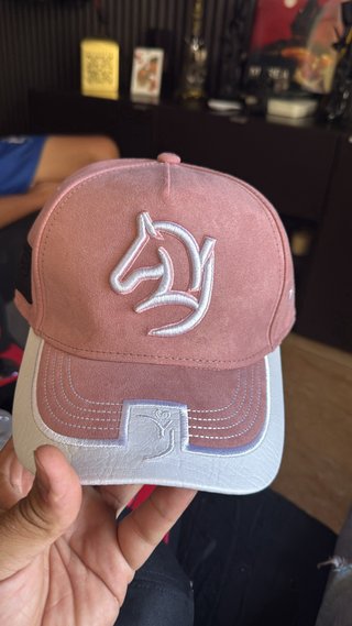 Gorra azul y beige con logo de caballo  1.1