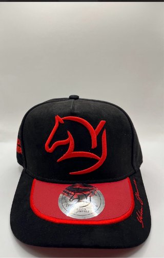 Gorra azul y beige con logo de caballo  1.1