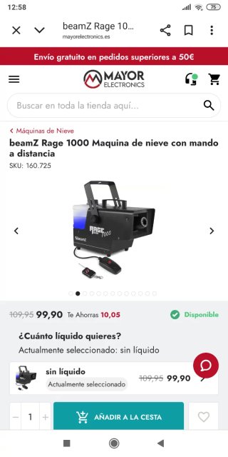 Máquina de Nieve Beamz Rage 1000