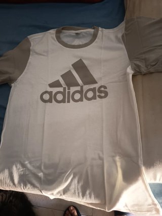 Camiseta Adidas Talla L Beige y Blanca