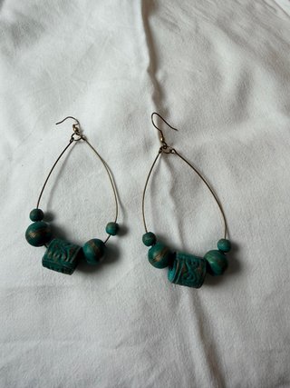Pendientes Aro Teal y Dorado