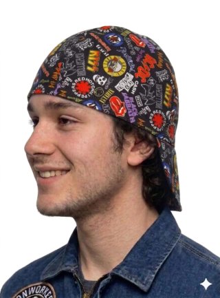 Gorra de soldador con logos de bandas