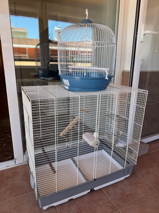 Jaula de pájaros grande pequeña y pequeña